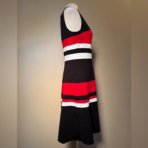 Tommy Hilfiger Black and Red Striped Midi Dress - Picture 7 of 8